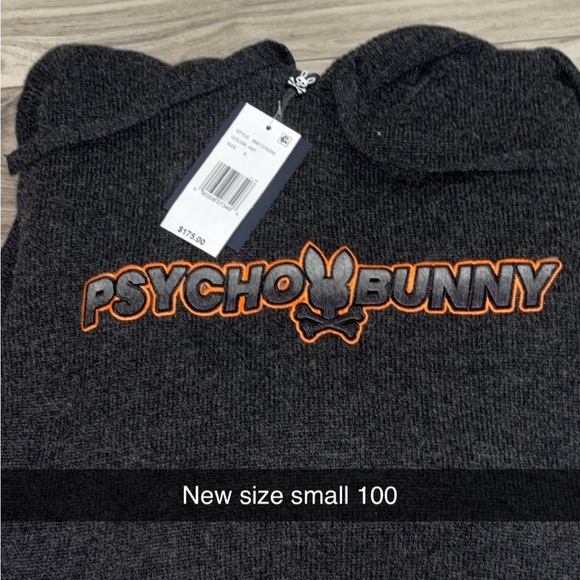 Psycho Bunny Dark Gray Crewneck Sweater with Orange Logo